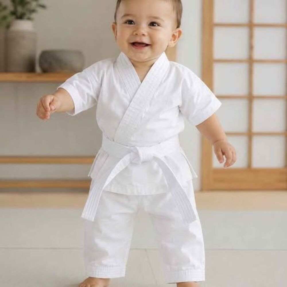 Martial Arts Baby White Karate Gi Uniform Size 00 New Complete Set